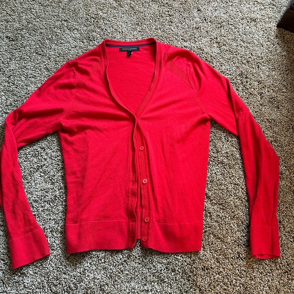 Banana Republic Red Cardigan Sweater V-Neck Lightweight - Picture 1 of 7